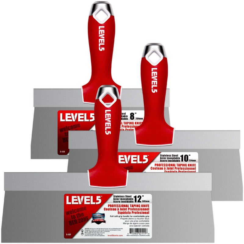 Level-5 LEVEL5 Stainless Steel Taping Knife 3-Pack w/Soft Grip Handles | 5-619 - Image 1